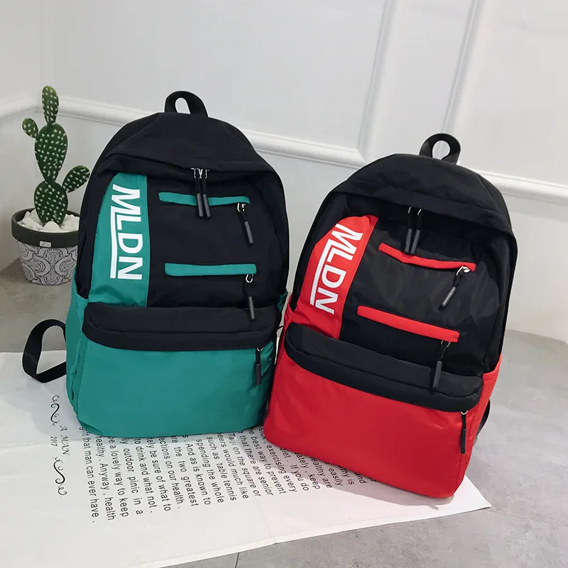 

Women Nylon Backpack Letters Printing Zipper Ribbon School Shoulder Bag Korean Large Capacity Student Bag For Girl Travel Bag