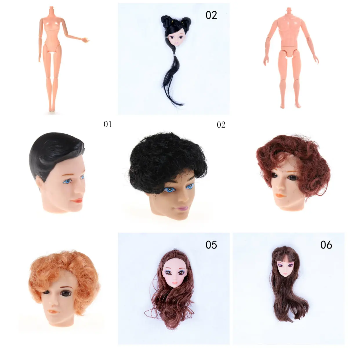 

Doll Without Head Doll Male Female Naked Body Necessary For DIY All Joints Moveable Body Toy Doll Head With Hair For Doll 1pc