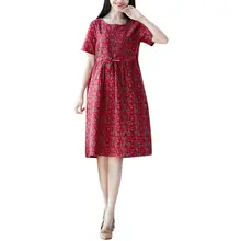 2019 vestido de mujer sunmmer nuevo vestido coreano Vintage estampado abstracto de manga corta suelto Casual niñas vestido dulce Vestidos AD