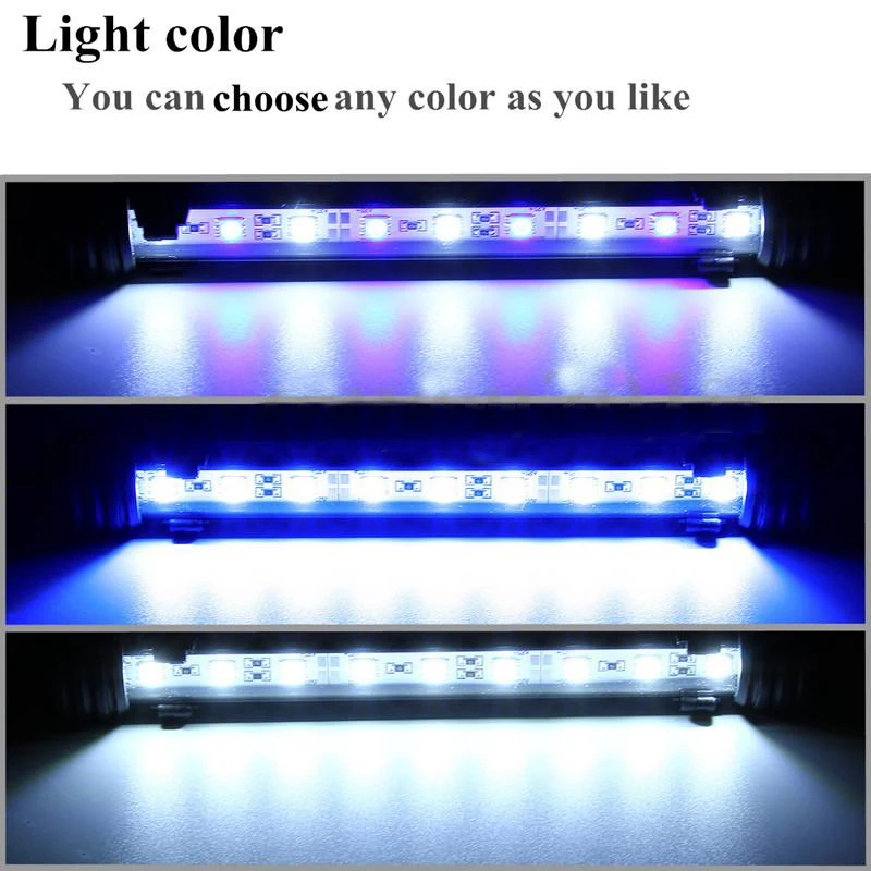 New Waterproof Aquarium LED Light Fish Tank 9121521 BlueWhite 18283848CM Bar Strip Light Lamp EU plug Aquarium Lighting (4)