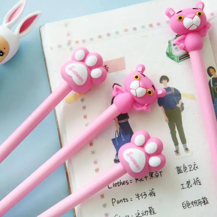 Hot 2 Pcs Lot Pink Leopard Panther Paw Gel Pen Promotional Gift 2 Pcs Lot Pink Leopard Panther Paw Gel Pen Promotional Gift Stationery School Office Supply