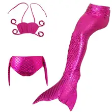 3 шт./компл. маленький купальник с хвостом Русалочки для девочек, «Принцесса Ариэль»; детская хвост русалки купальные костюмы для детей; Яркий купальный костюм WS010