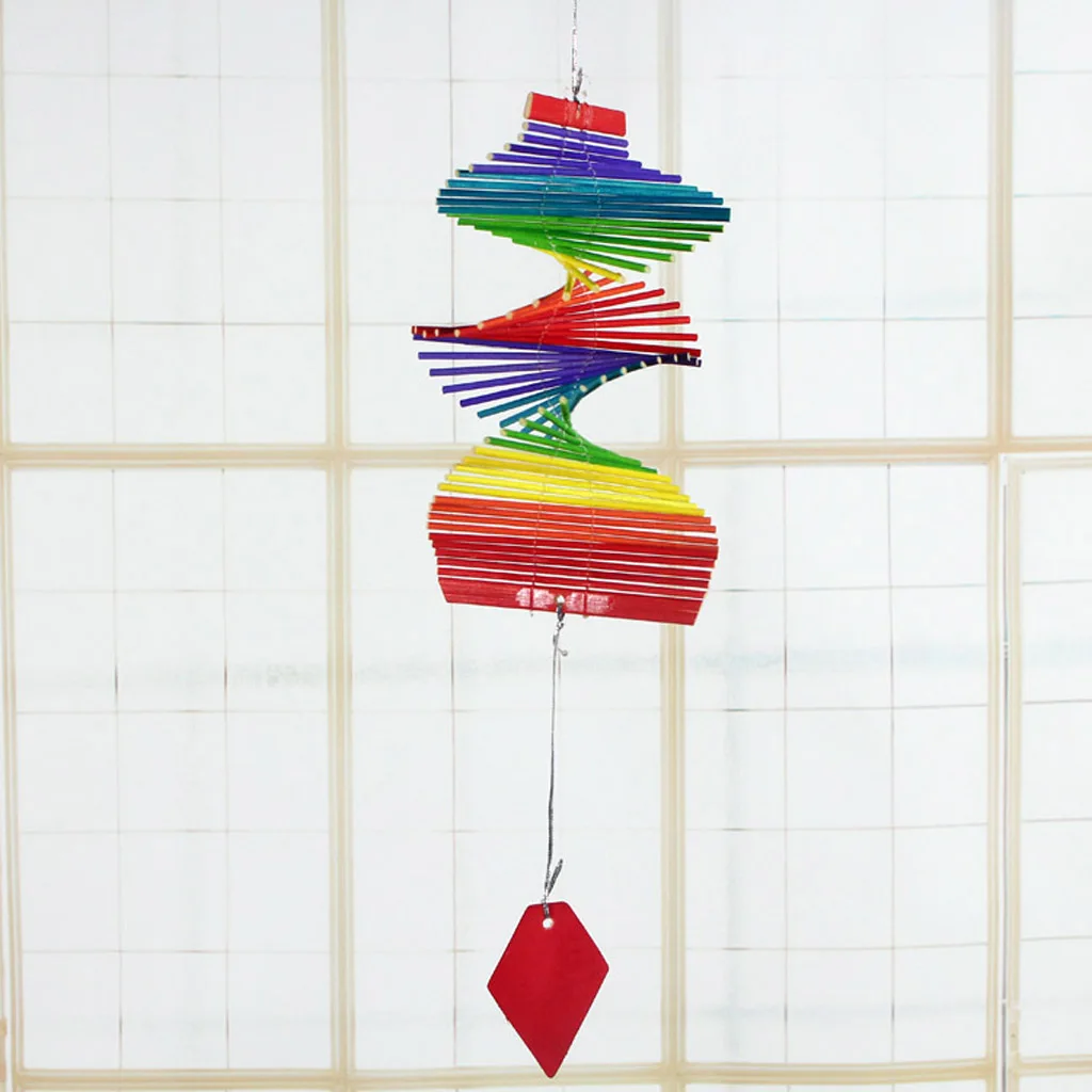 Rainbow Color Spiral Wind Garden Park Tent Charm Hanging Spinner 5 Size 