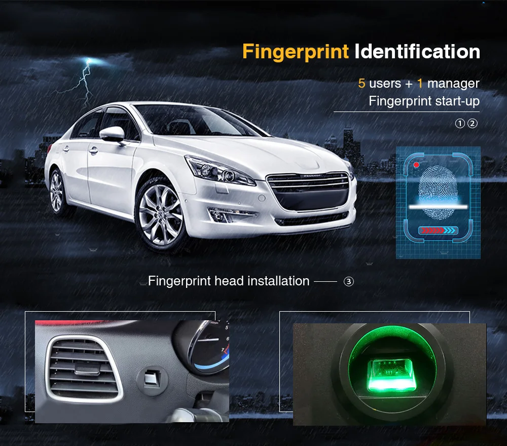 VicTsing Universal One-Way Car Fingerprint Identification Start-up and Anti-theft System Security Alarm System 12V Burglar Alarm (7)