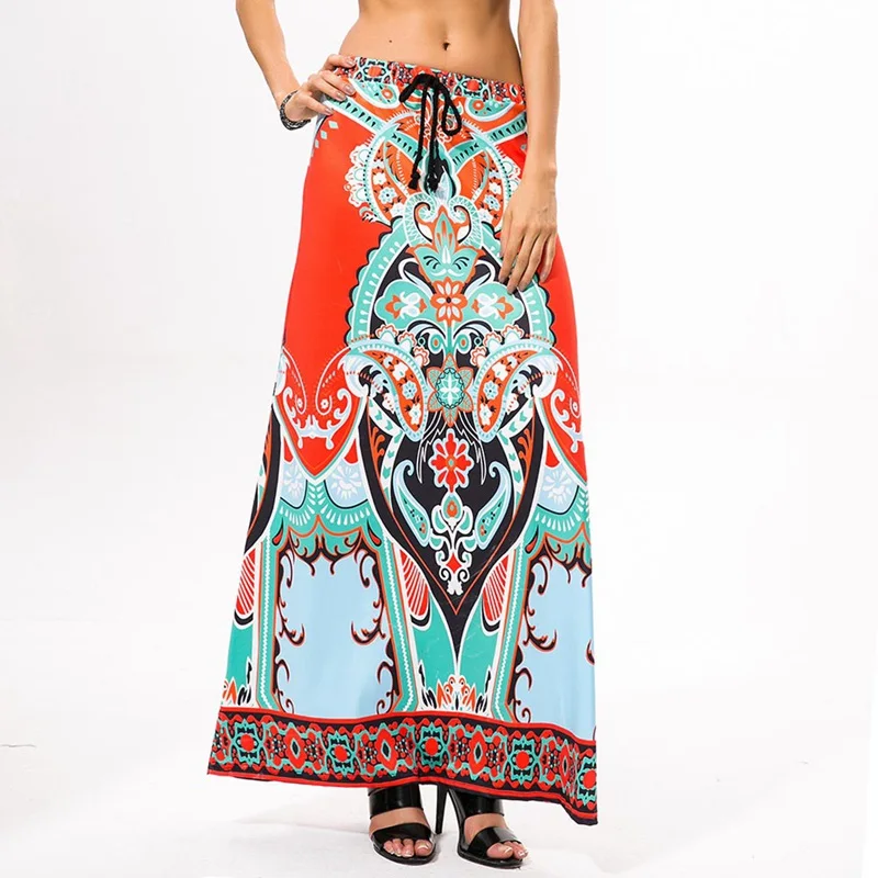 Skirt African Print Clothing 2018 Boho Summer Beach Maxi Skirts Vintage