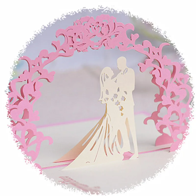  3D Pop Up Romantic Wedding Invitation Valentines Day/anniversary Postcards Greeting Card Laser Cut  - 32861344161