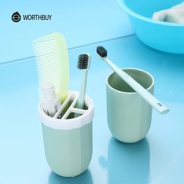 WORTHBUY Creative Toothbrush Cup Portable Travel Bathroom Cup Plastic