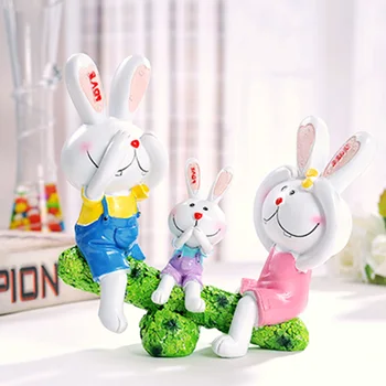 

Cute Rabbit Family Play Seesaw Resin Art Crafts for Children Birthday Gift Kids Room Decoration Ornament DEC390