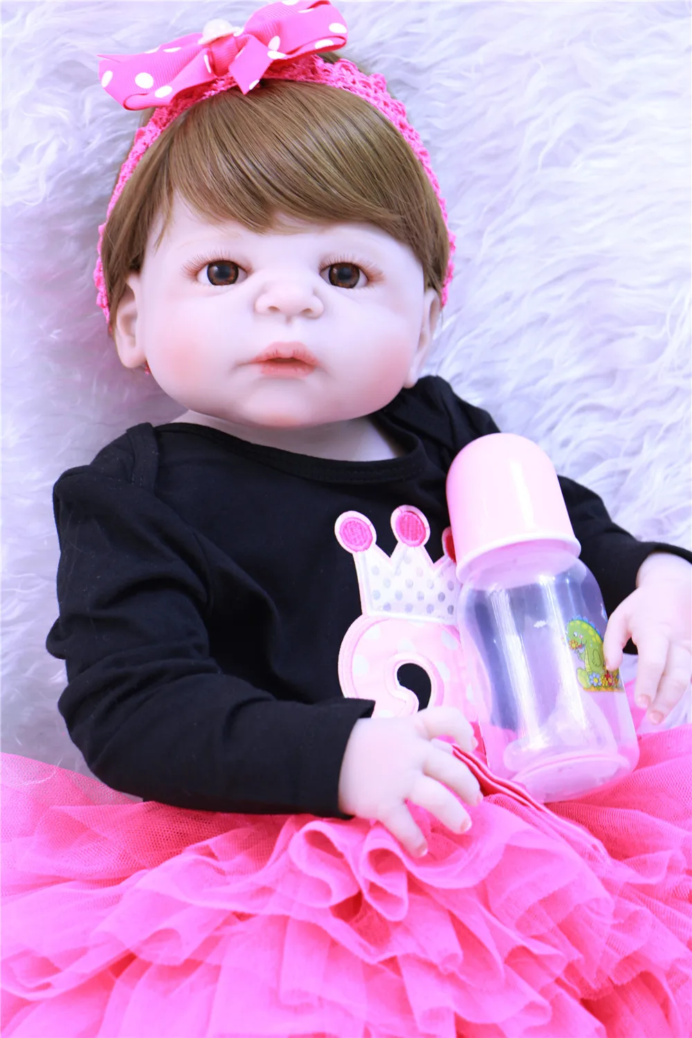 

Real full silicone reborn baby dolls for bebe girl gift 22"55cm child play house toy dolls bonecas brinquedo menina