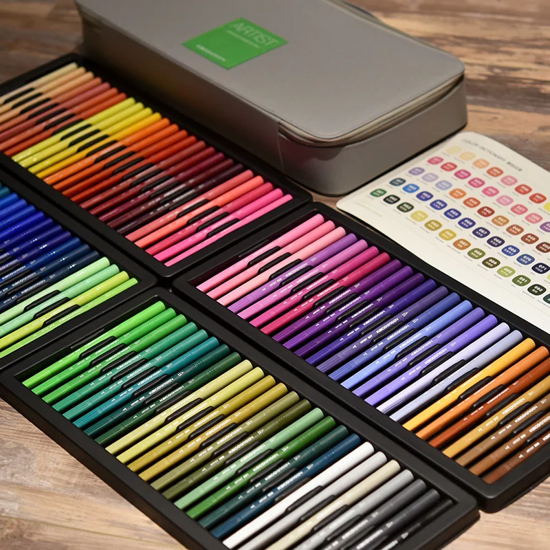High end 100 Colors/set KACO GREEN ARTIST Watercolor Double Tip Pens ...