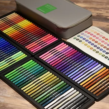 

High-end 100 Colors/set KACO GREEN ARTIST Watercolor Double Tip Pens Brush and Scriptliner Pen for Drawing Gift Set