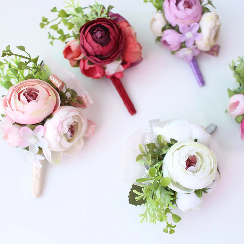 Wedding Corsages and Boutonnieres men groom artificial flowers  (23)