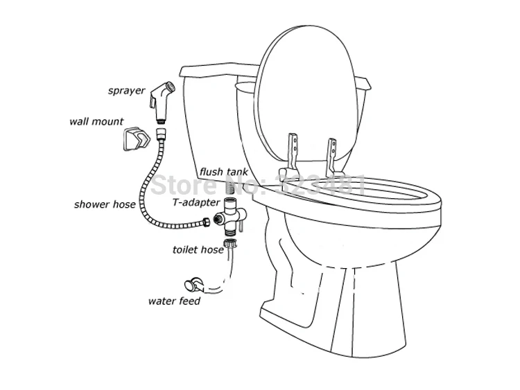 Hand Held Bidet Toilet 3 Tadapter Shattaf Spray 4" Wash Bathroom Kit Shower Jet