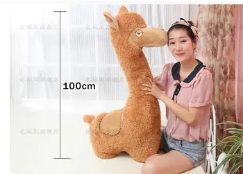 

cartoon brown alpaca sheep plush toy large 100cm soft throw pillow creative birthday gift w5186