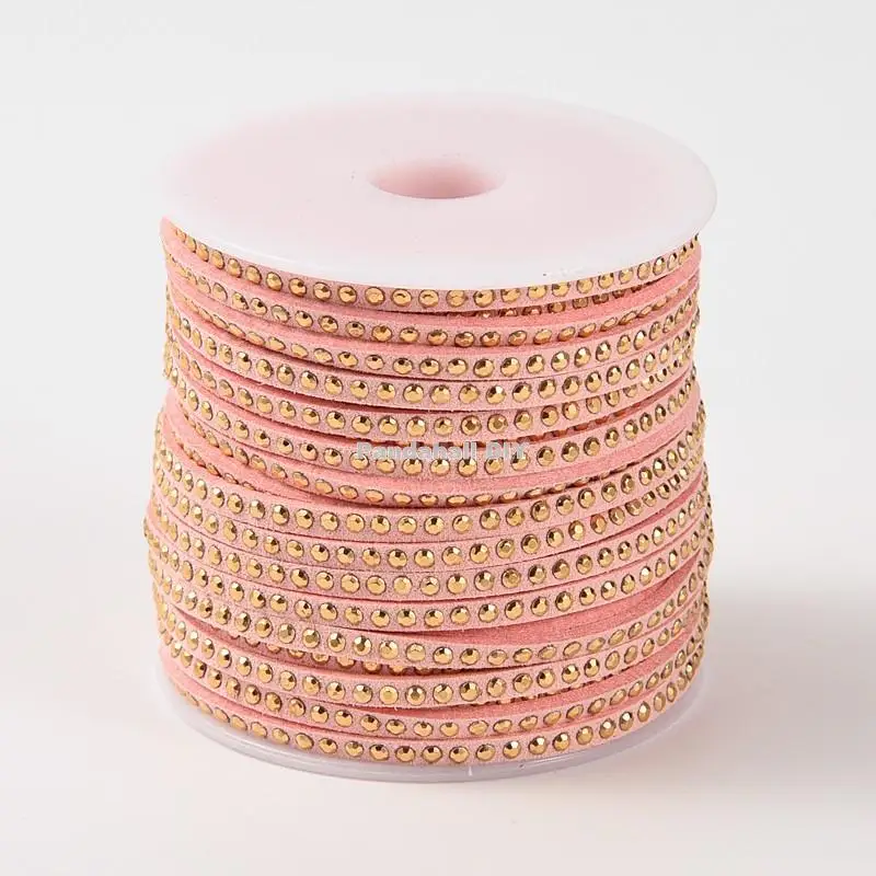 3x2 мм из искусственной замши шнур с золотой Алюминий Кабошоны Ювелирных изделий около 20 метров/рулон - Цвет: Pink