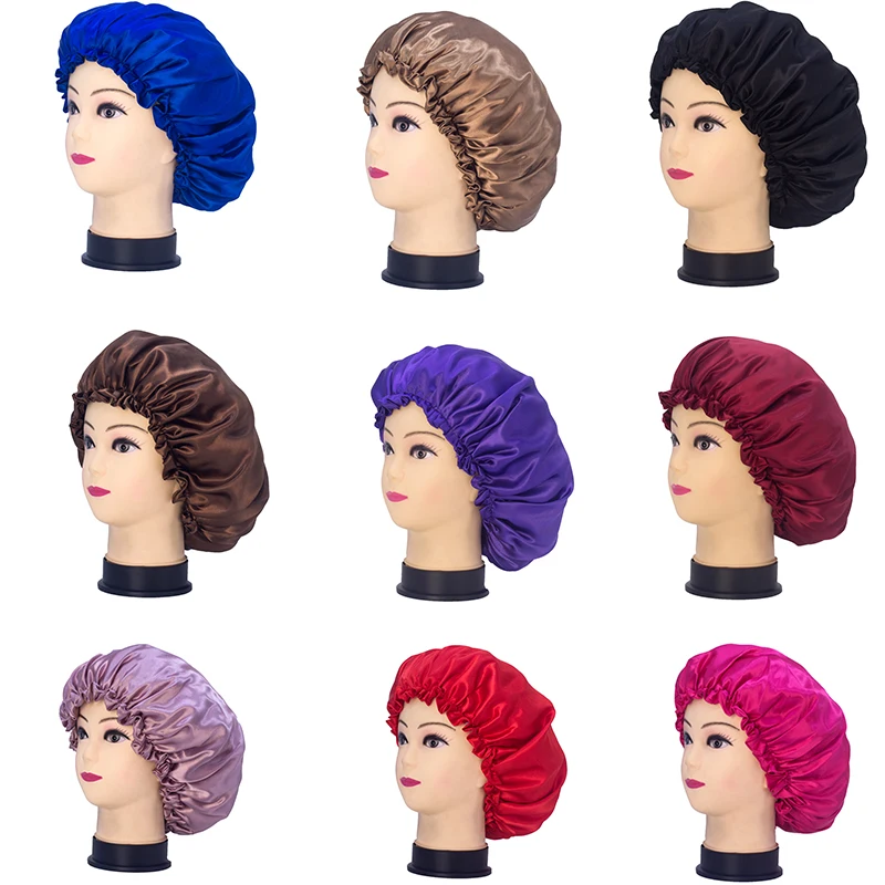 

Blank stock Virgin Hair extension wigs protect bonnets, gently holds cap for hair,double layer satin silk sleeping bonnets hat