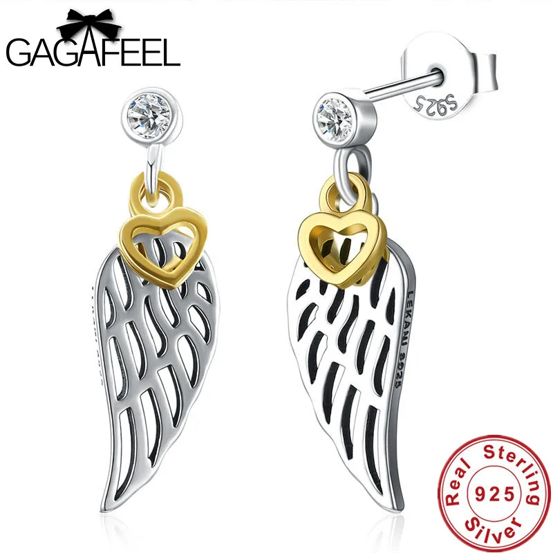 

Gagafeel 100% 925 Sterling Silver Love & Guidance Feather Drop Earrings For Women Luxury Jewelry Original Fine Earrings Gifts