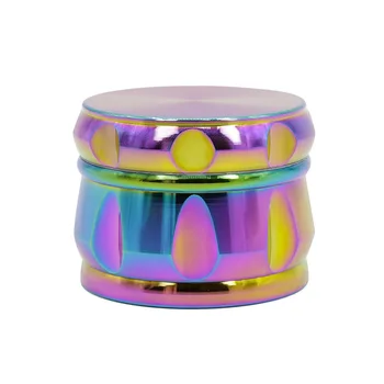 

4 Layers Rainbow Color 63mm Diameter 46mm Height Zinc Alloy Herb Tobacco Grinder Smoke Pipe Hookah Hand Muller Glass Bong