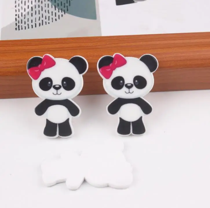 10 шт. Kawaii DIY Кабошоны аксессуары из смолы плоский полимер панда вечерние ринка
