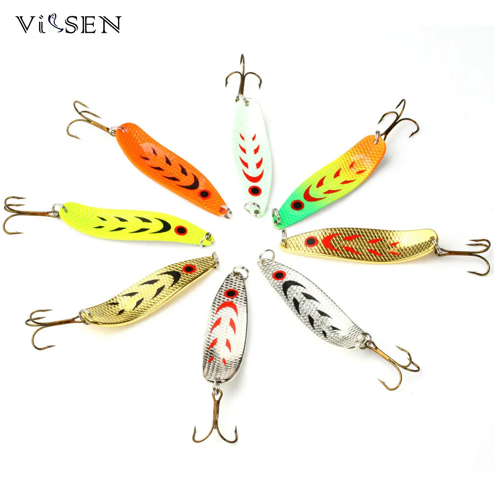 

Vissen Sea Fishing Winter Metal Fishing Lure 2pcs 10cm 18g Mepps Spinner Spoon With Mustad Treble Hooks Random Delivery