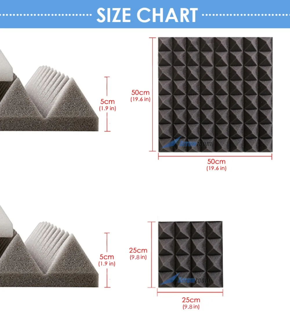 Arrowzoom 96 шт. цветная комбинация Пирамида плитка студия Звукопоглощающая Панель акустическая пена лечение AZ1034
