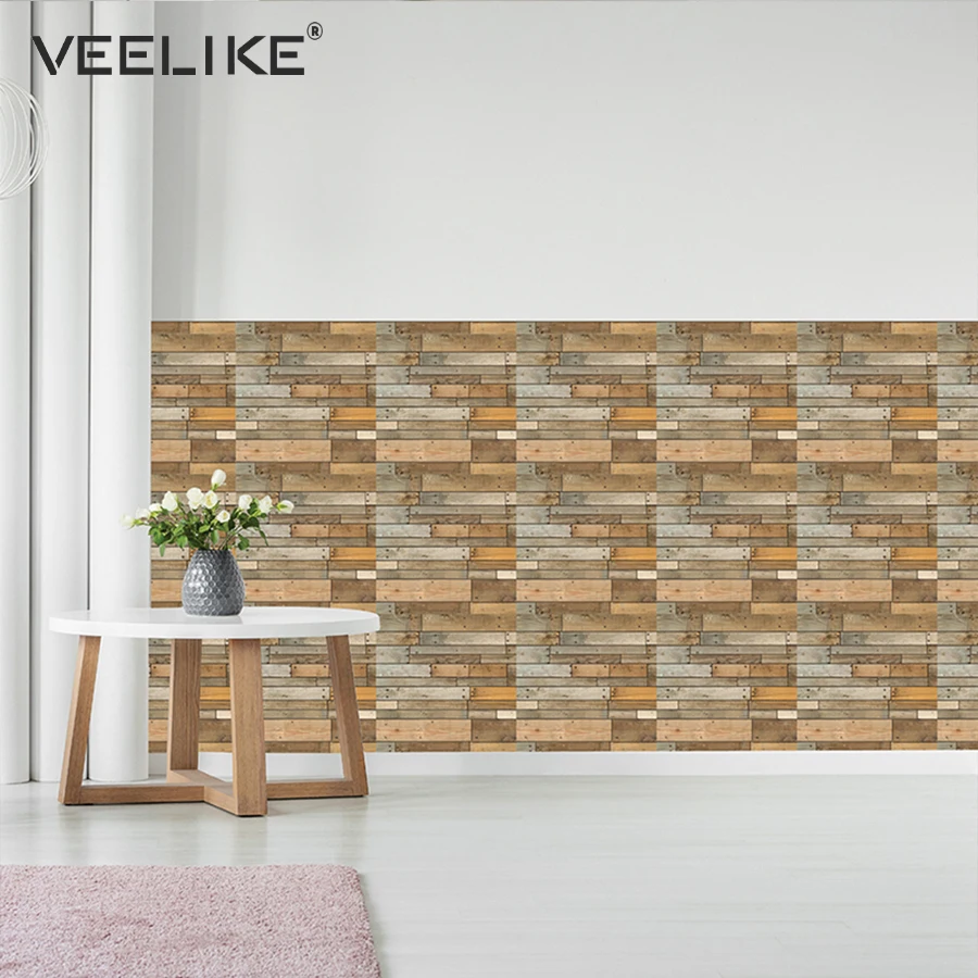 

Rustic Vintage 3D Faux Wood Wall Panels for Bedroom Living Room Self adhesive Wallpaper for Bathroom Kitchen Backsplash Tiles
