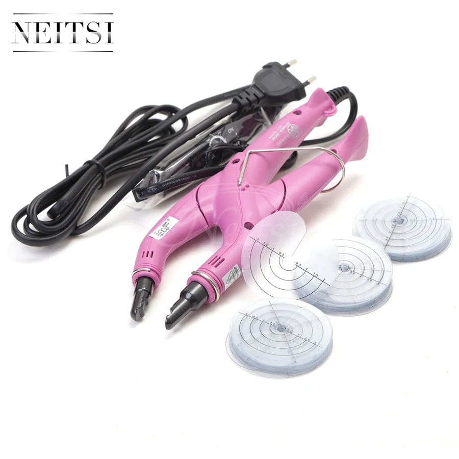

Neitsi 50pcs Heat Protector+ Loof Fusion Keratin Bonding Heat Hair Extension Connector Iron Euro Plug Hair Styling Salon Tools