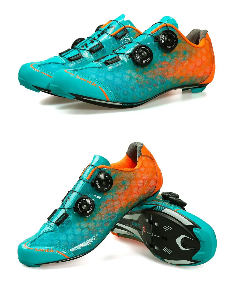 Мужская велосипедная обувь Santic из углеродного волокна для шоссейного велосипеда, самофиксирующаяся профессиональная обувь для соревнований, Ультралегкая профессиональная гоночная велосипедная обувь