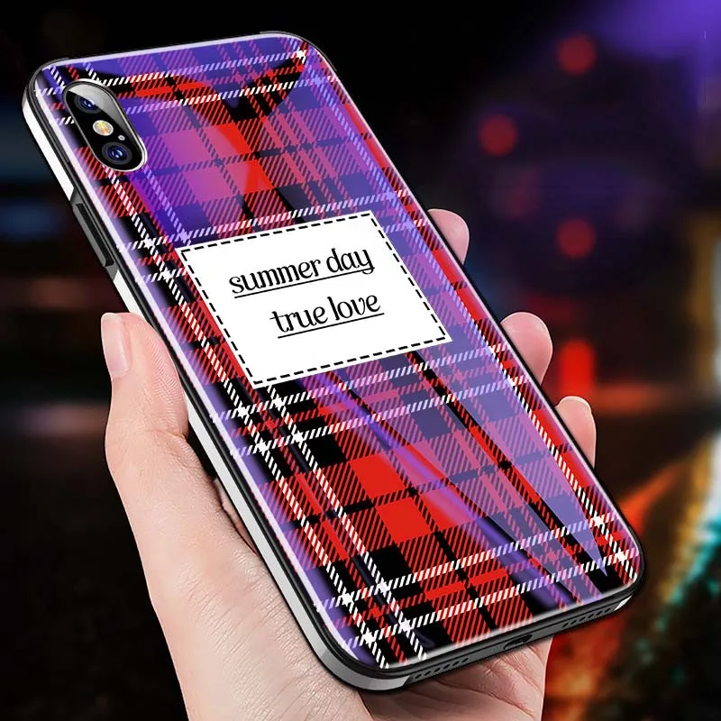 Cloth Grid Phone Cover for iPhone 7 8Plus 6s Metal bumper