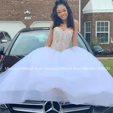 Пышное фатиновое белое пышное платье роскошное Золотое кружевное милое бальное платье 16 платье на выпускной для женщин Vestidos de 15 anos