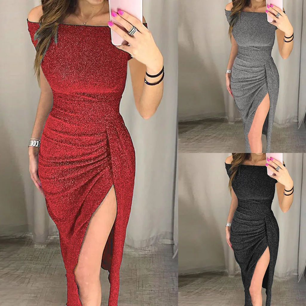 high slit bodycon dress