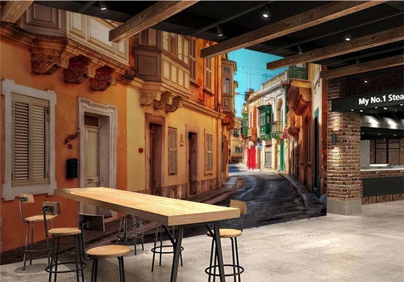 

Custom 3D Room Wallpaper Landscape Photo Wall Murals Ital Town Street 3D Wall Mural European for Hotel Restaurant Wallpaper-3D