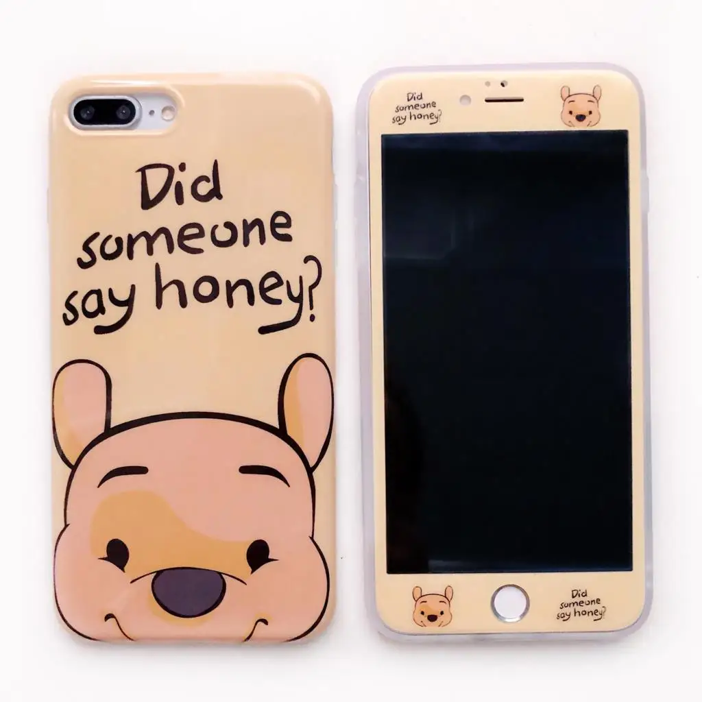 

Cartoon Pattern Tempered Glass Screen Protector For iPhone 6 6s 7 8 Plus+Phone Case