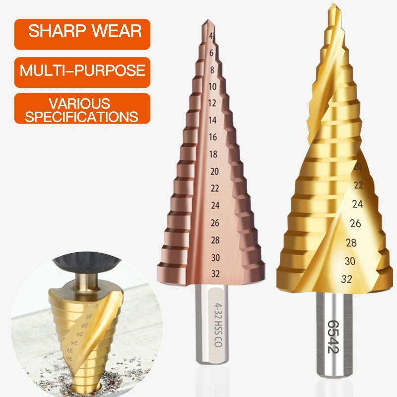 AIRAJ Multi-function Drill Stainless Steel Pagoda Drill Cone Reamer Metal Hole Opener Step Drill Puncher