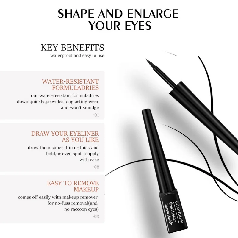 1PC Black Liquid Eyeliner Pen Beauty 24 Hours Long-lasting Waterproof Quick-drying Eye liner Makeup Cosmetics
