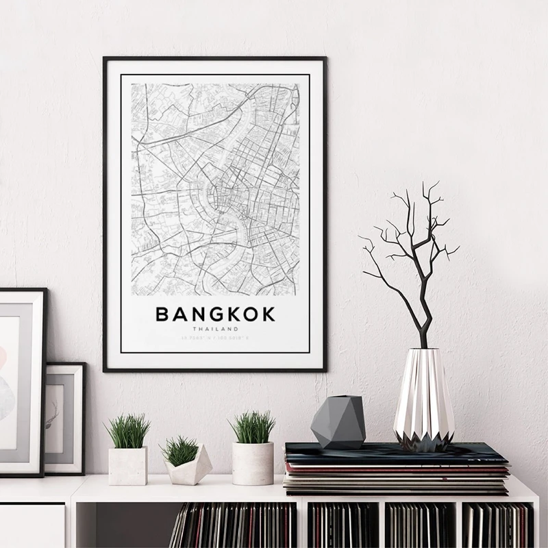 Wall Décor Prints Bangkok Poster,Bangkok Map Print,Bangkok Coordinates,Thailand Print,Bangkok
