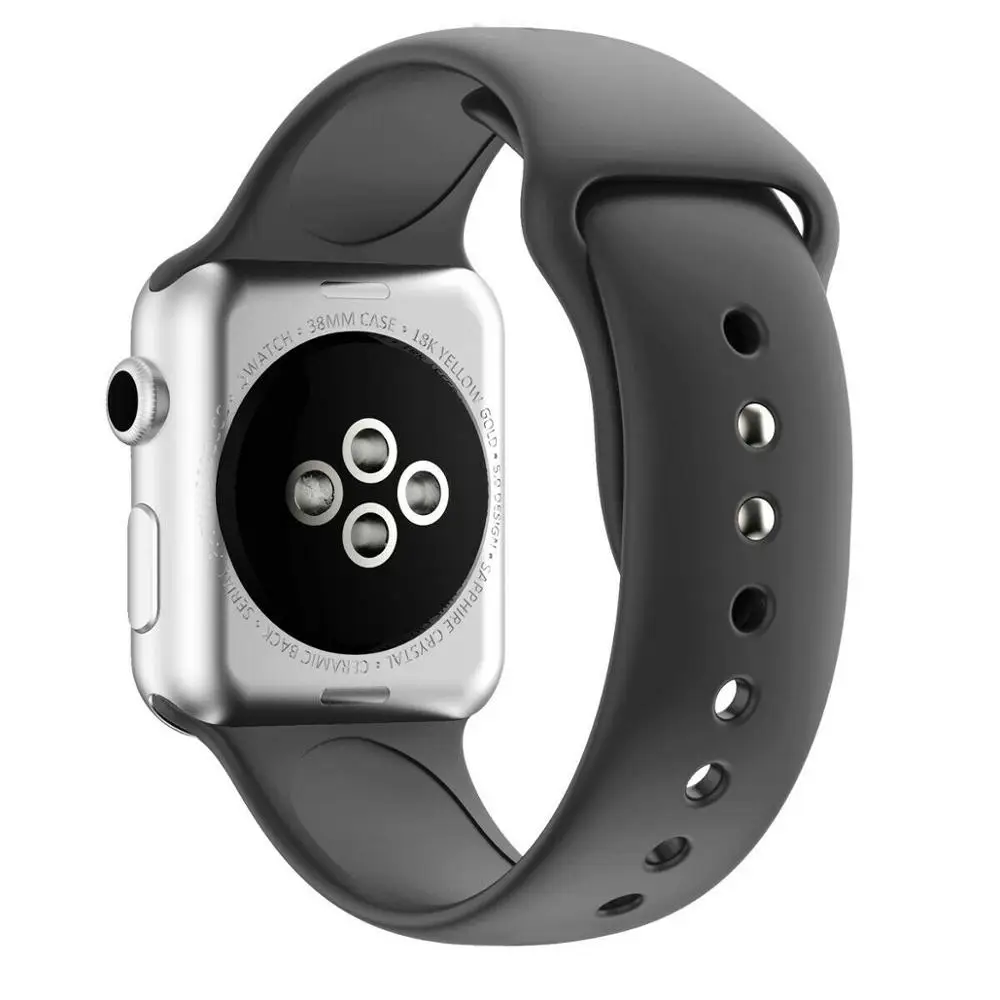 Подходит для Apple Watch Series 4/3/2/1 Smartwatch спортивный силиконовый ремешок Красочные Водонепроницаемый мягкий резиновый ремешок сменный Браслет - Цвет: Gray