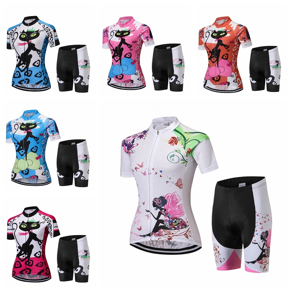 Cats Cycling jersey sets Women Bike Jersey shorts suit Ropa Ciclismo Mountain road MTB Clothing
