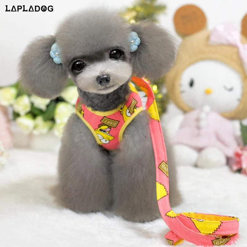

2018 HOT Sale Cartoon Small Dog Harness Vest for Chihuahua Comfortable Adjustable Pet Harness Chest Leash Set