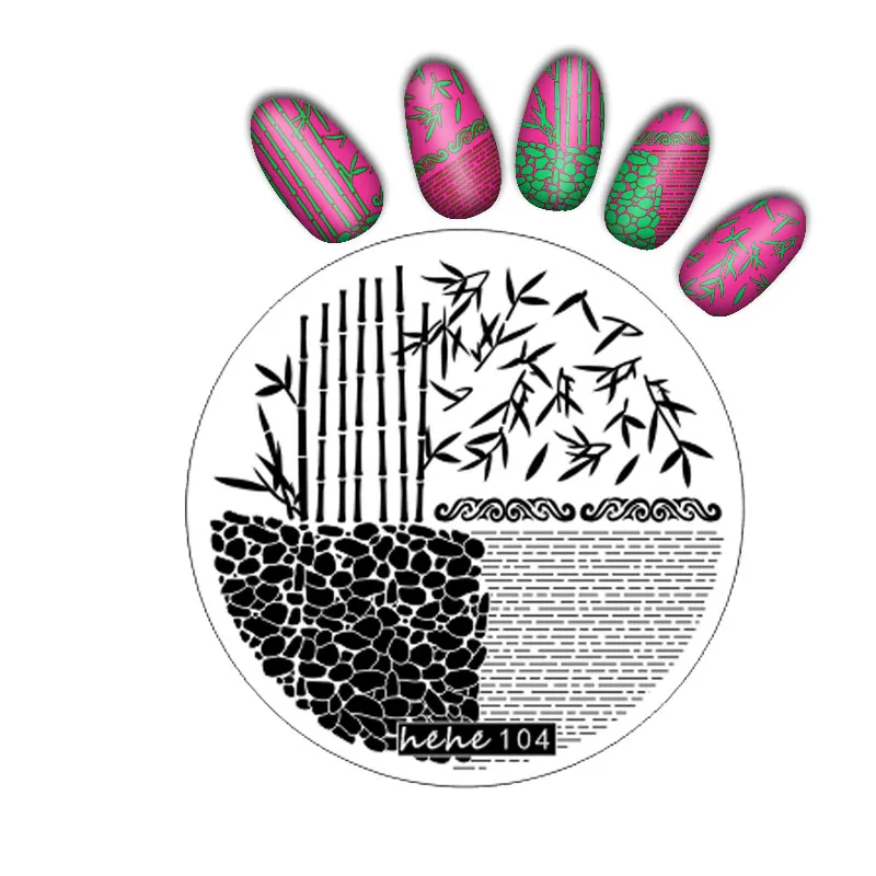 1 шт круглая форма hehe серия пластина с изображениями для нейл-арта Штамп Штамповка ногтей пластины маникюр шаблон - Цвет: hehe104