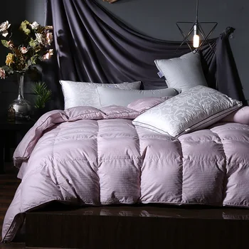 

White Goose Down Comforter Duvet Insert Full/Queen Size 100% Egyptian Cotton Jacquard Cover
