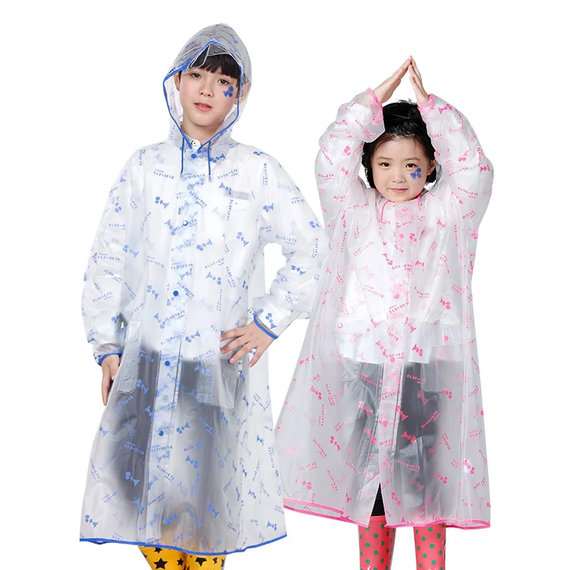 100 170cm PVC Raincoat For Children Kids student Rain Poncho Coat Child