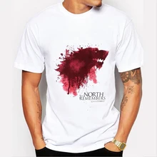 Tshirt Homme 2016 New Game of Thrones T Shirt Men Cool The North Remembers Blood Wolf T-shirt Men’s Tee Shirts Camisetas Hombre
