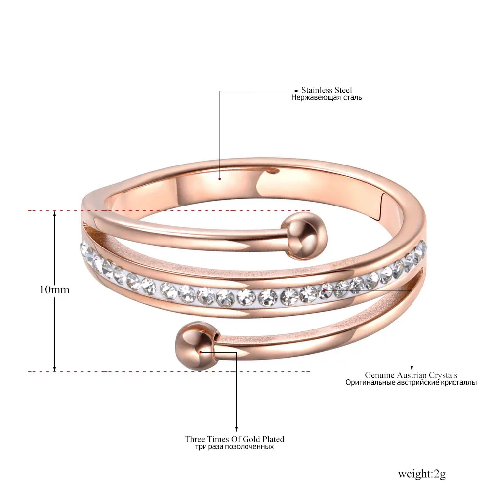 Lokaer, модное, розовое золото, 3 слоя, юбилейные кольца, ювелирные изделия, нержавеющая сталь, мозаика, стразы, глина, обручальное кольцо, Anneau R19057