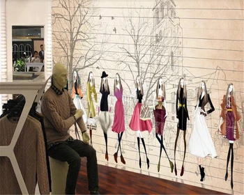 

beibehang American Paris fashion hand-painted beautiful clothing store photo wallpaper background decorative mural 3d wallpaper