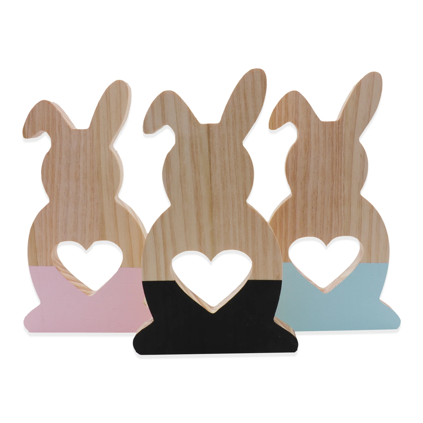 New hollow Cute Wood Rabbit Ornament Puppet bunny Home Decoration