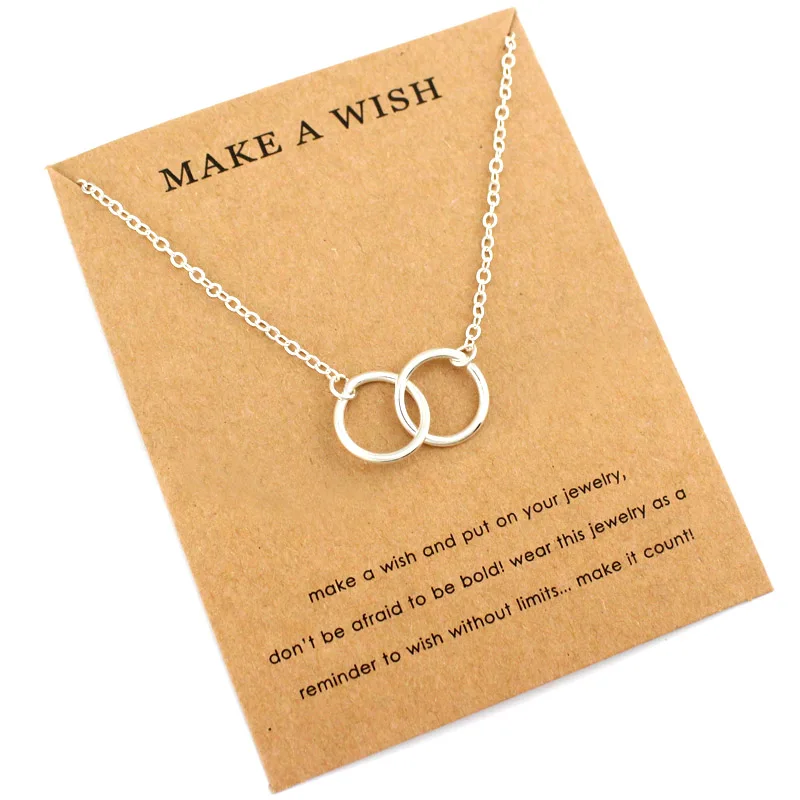 

Two Entwined Tiny Circles Eternity Necklaces Mother Daughter Chain Necklace Lover Couple Mom Sister Bridesmaid Jewelry