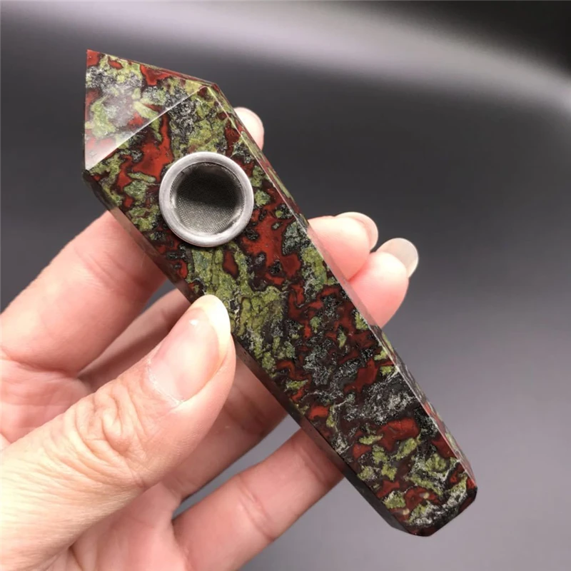 Free Shipping Natural Gragon Blood Quartz Smoking Pipe Stone Pipes For Smoking Weedin Stones