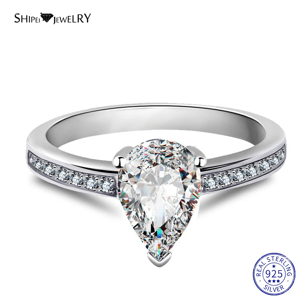 

Shipei 100% 925 Sterling Silver White Sapphire Water Drop Engagement Ring for Women Anniversary Gift Fine Jewelry Wholesale