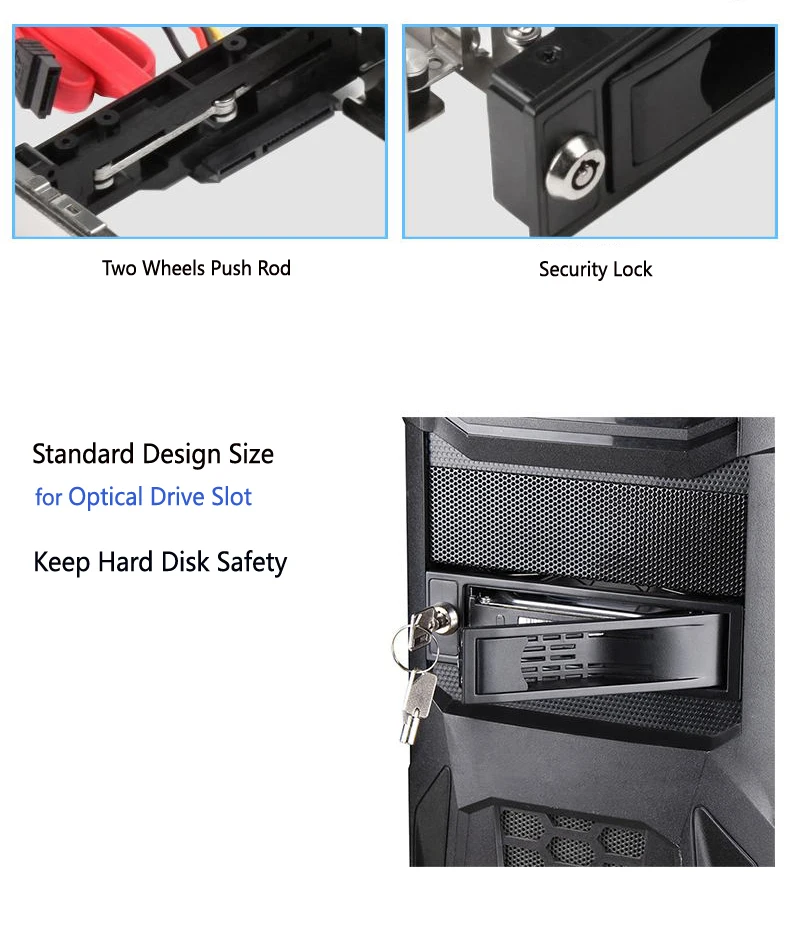 3," caddy/SATA Mobile Rack | SATA I/II/III SSD/HDD носитель в 5,25" отсек для диска до 6,0 ГБ/сек. | антивибрационный комплект | запираемый